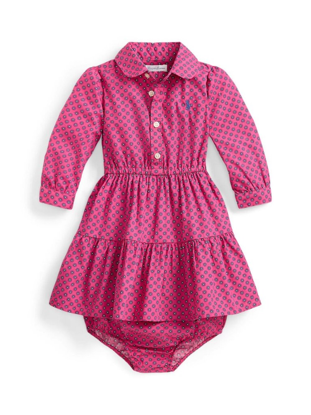 Polo Ralph Lauren Baby Girls' Floral Printed Dress & Diaper Cover, 2-Piece Set